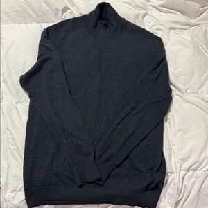 Express Men’s Merino Wool Blend Quarter-Zip Sweater – Dark Gray (Size L)